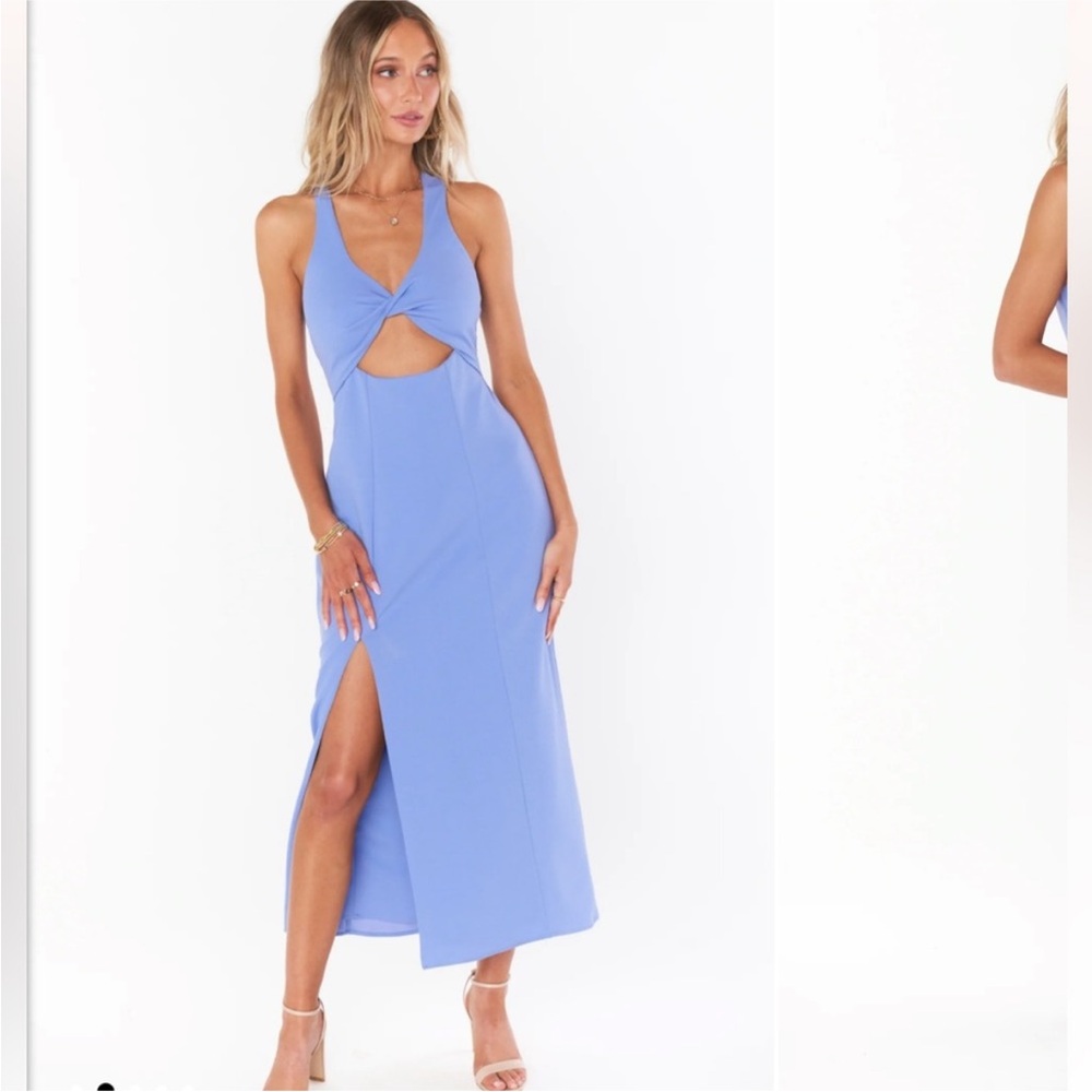 Elegant Blue Cut-Out Maxi Dress
